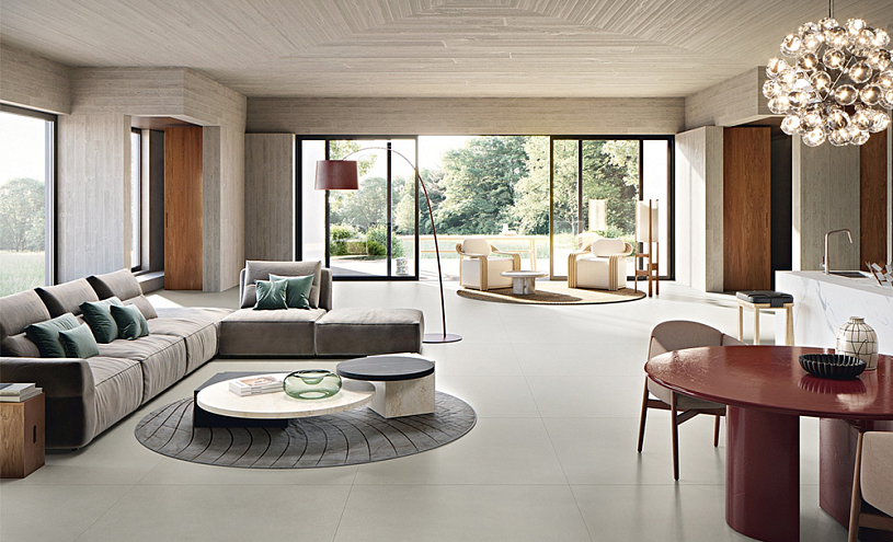 Italon Forum. կերամագրանիտ բետոնի և քարի հատվածում՝ մինիմալիստական ինտերյերների համար